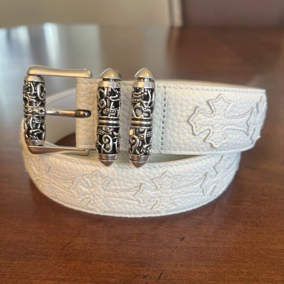 Chrome Hearts White Cross Patch Roller Belt 34-36” Waist Size 38